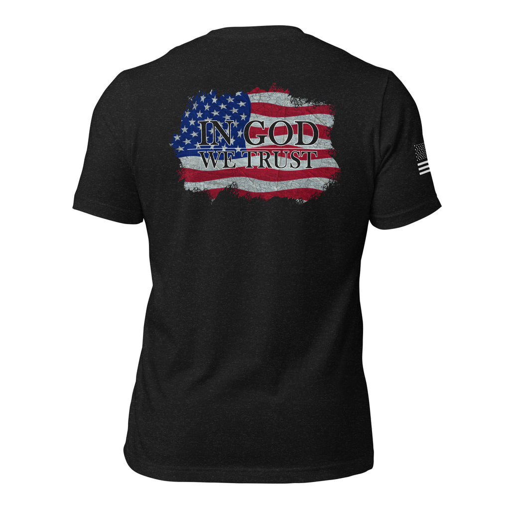 Men's American Flag In God We Trust distressed t-shirt black