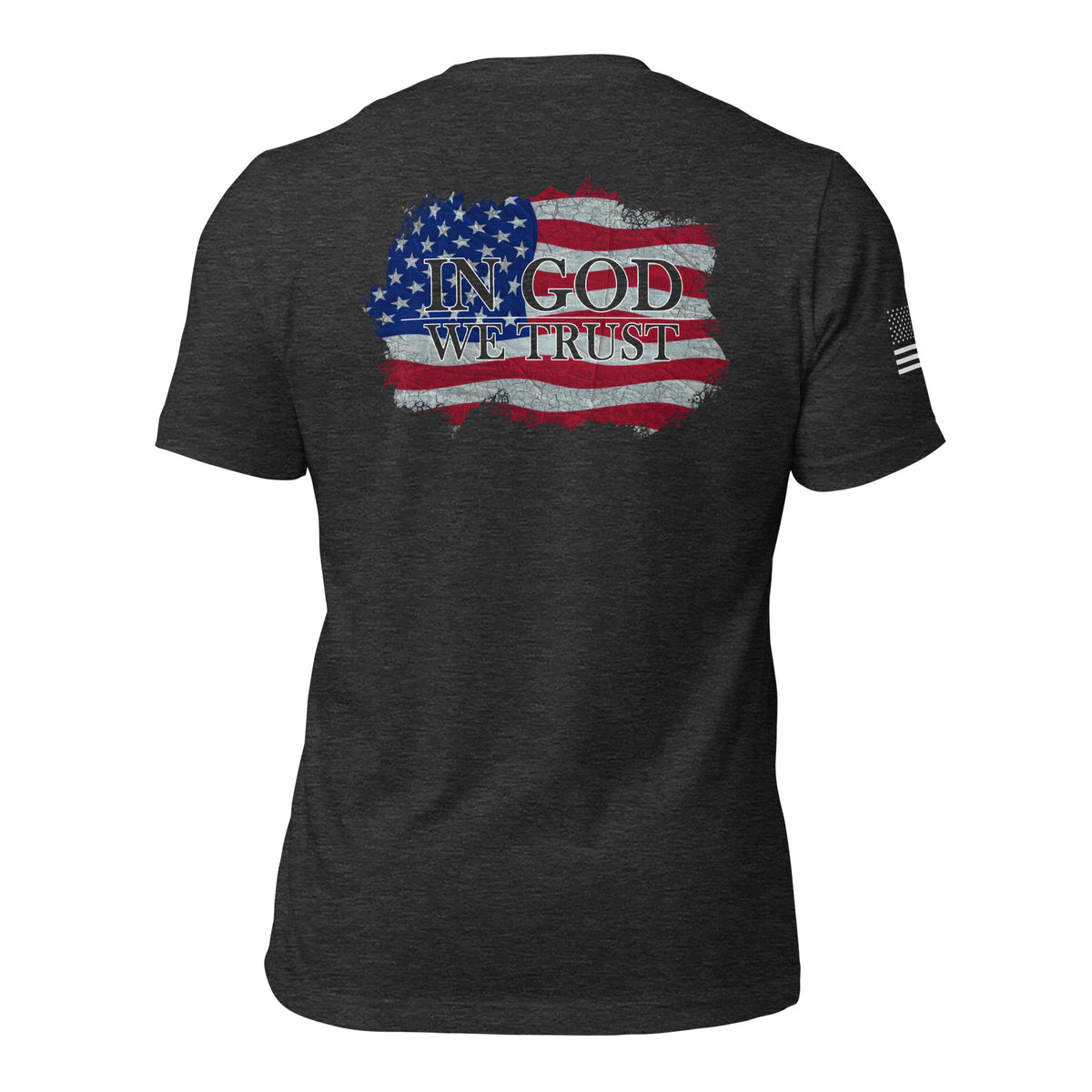 Men's American Flag In God We Trust distressed t-shirt grey