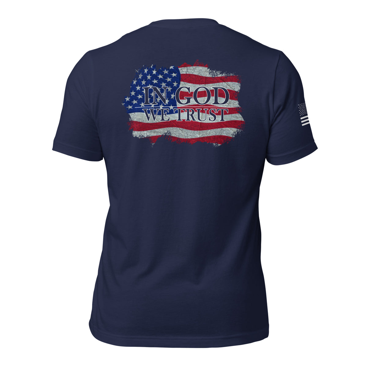 Men's American Flag In God We Trust distressed t-shirt navy 