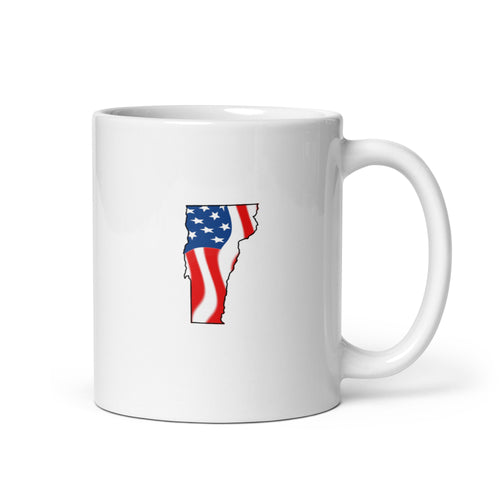 White patriotic American flag Vermont mug