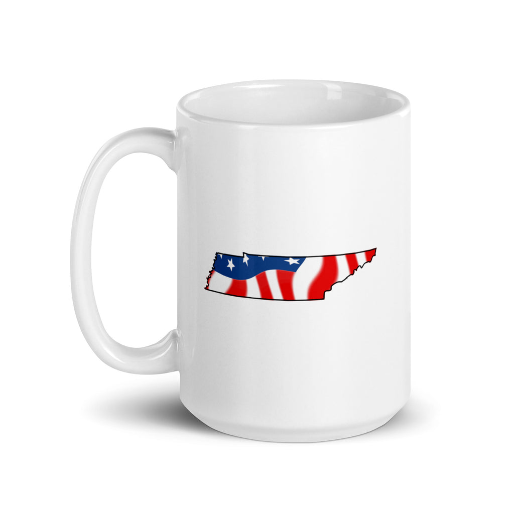 White patriotic American flag Tennessee mug