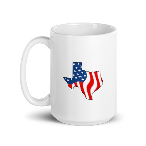 White patriotic American flag Texas mug
