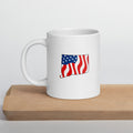 White women's patriotic American flag Connecticut mug