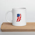 White women's patriotic American flag Indiana mug