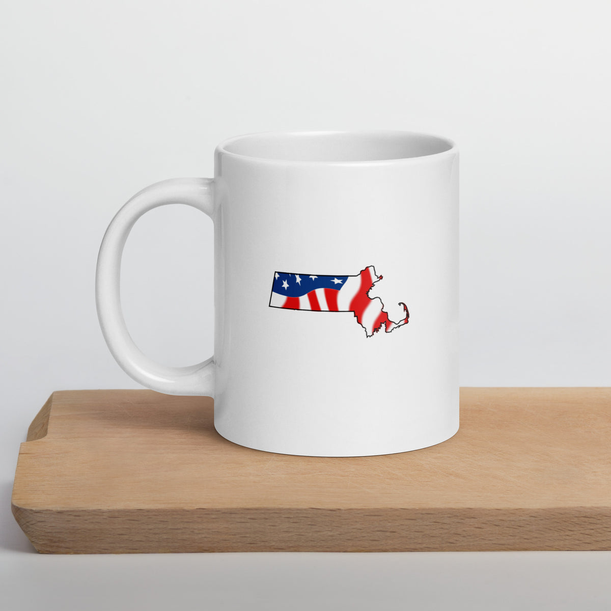 White patriotic American flag Massachusetts mug