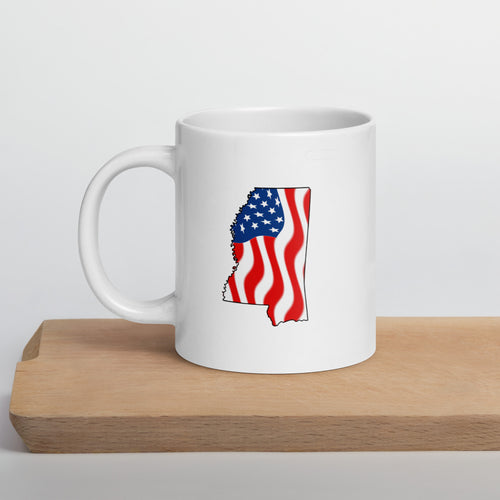 White patriotic American flag Mississippi mug
