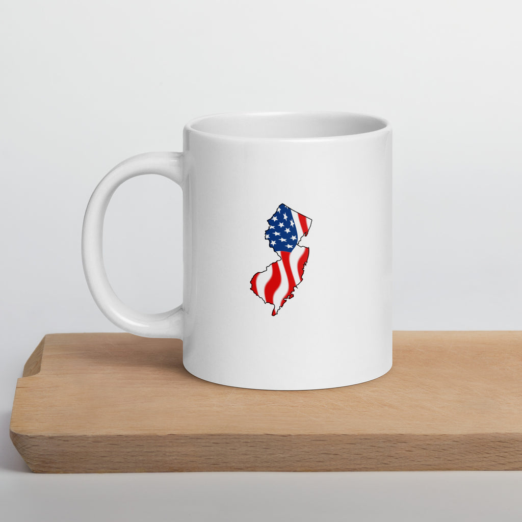 White patriotic American flag New Jersey mug