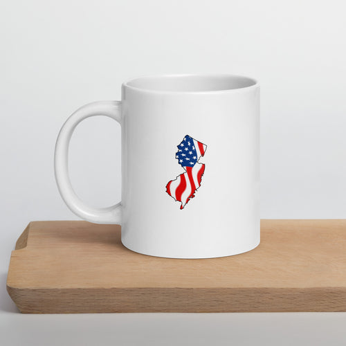 White patriotic American flag New Jersey mug