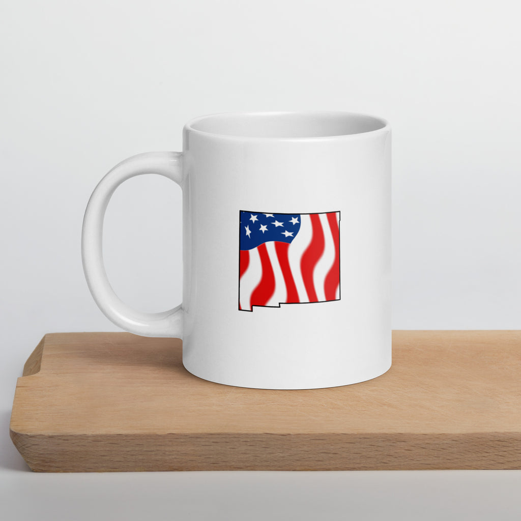 White patriotic American flag New Mexico mug