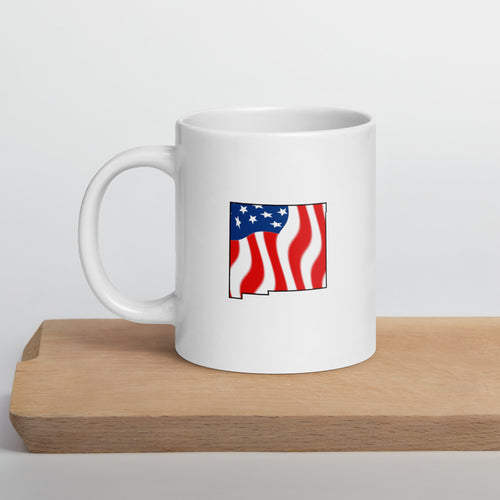 White patriotic American flag New Mexico mug