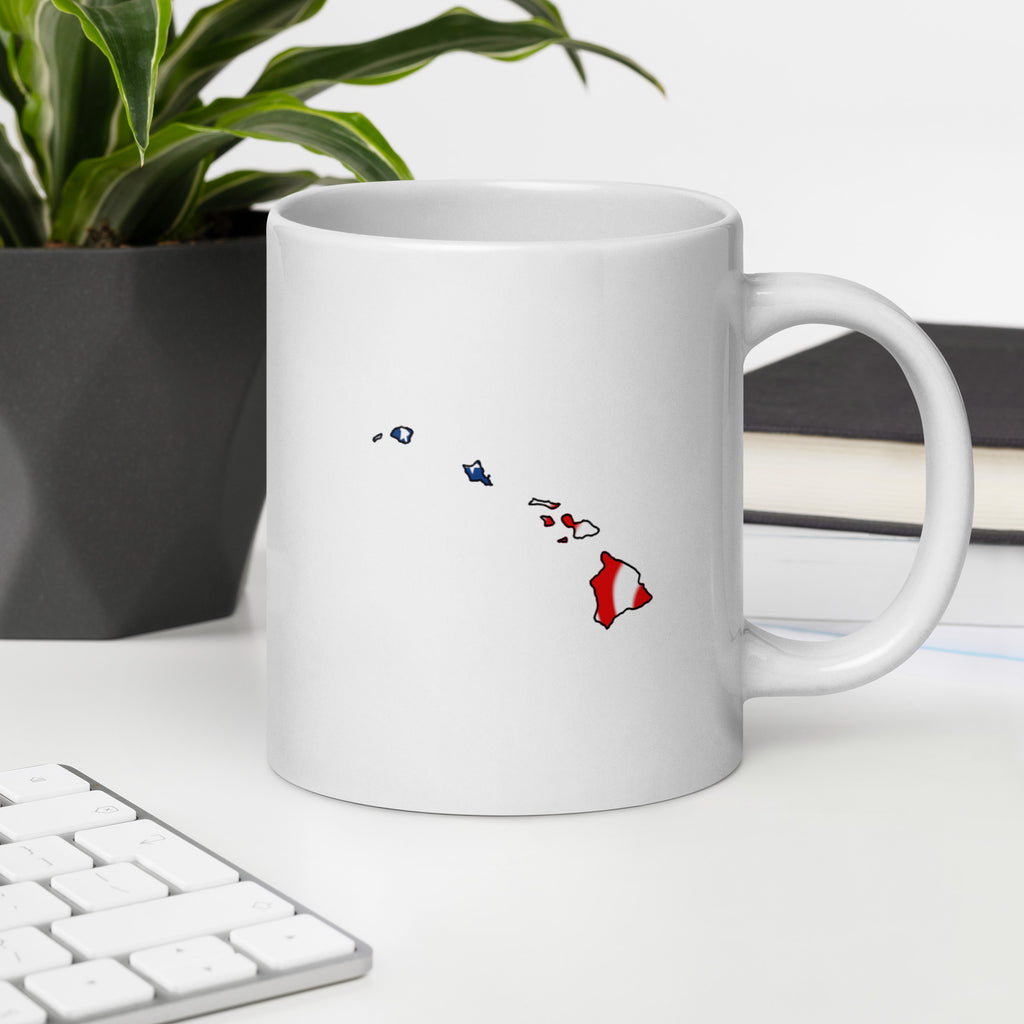 White women's patriotic American flag Hawaii mug