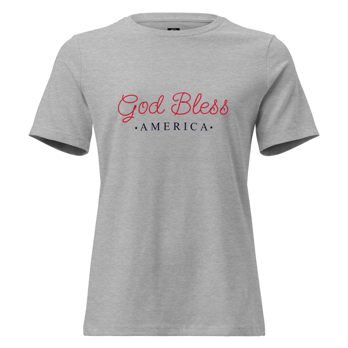 women's gray t-shirt with God Bless America written on it