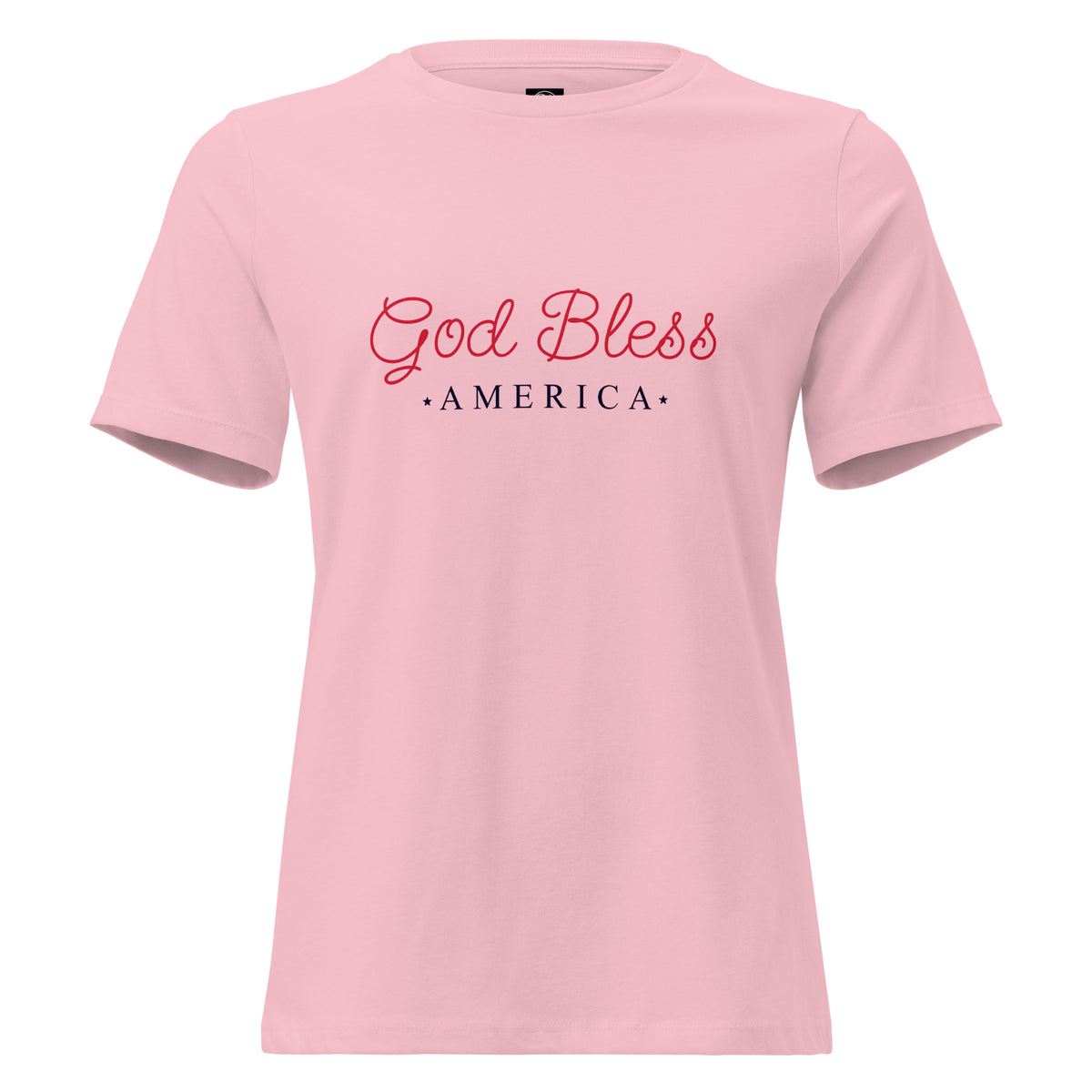 women's pink t-shirt with God Bless America written on it