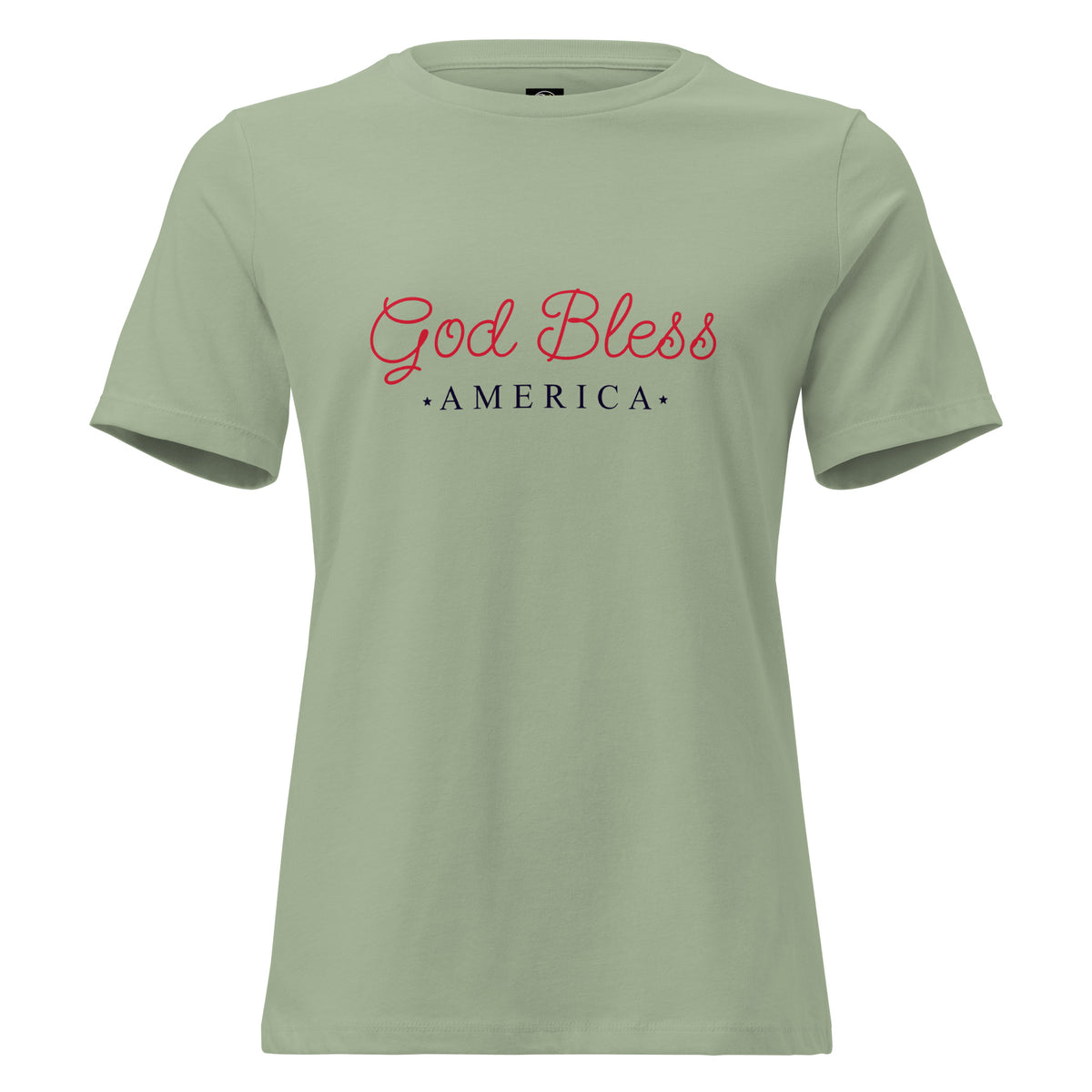 women's green t-shirt with God Bless America written on it