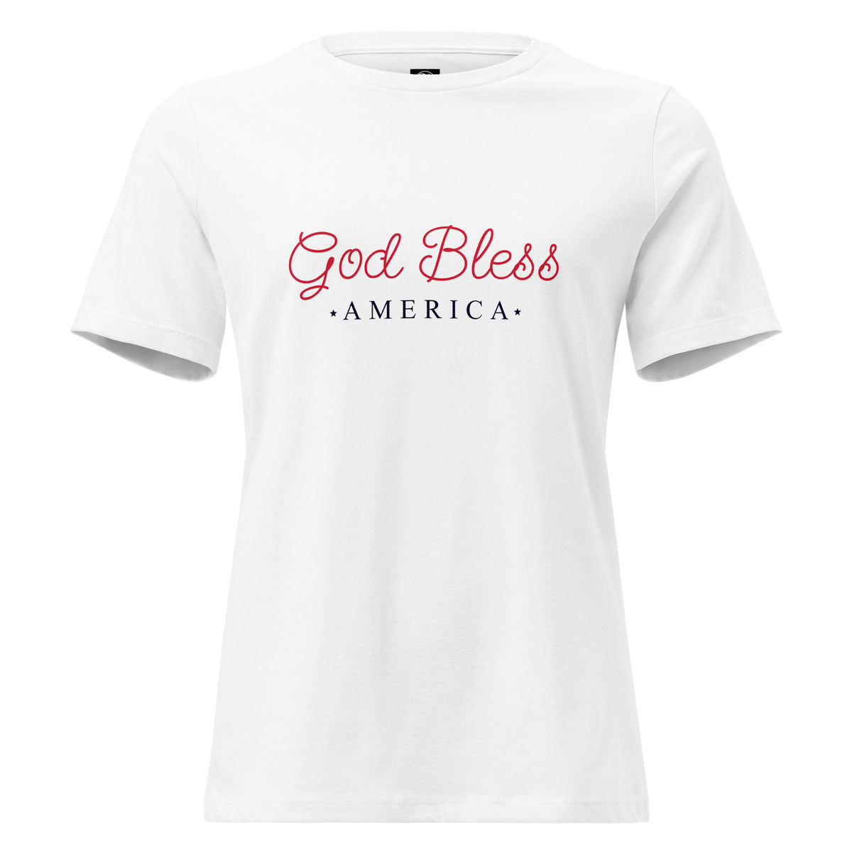 women's white t-shirt with God Bless America written on it