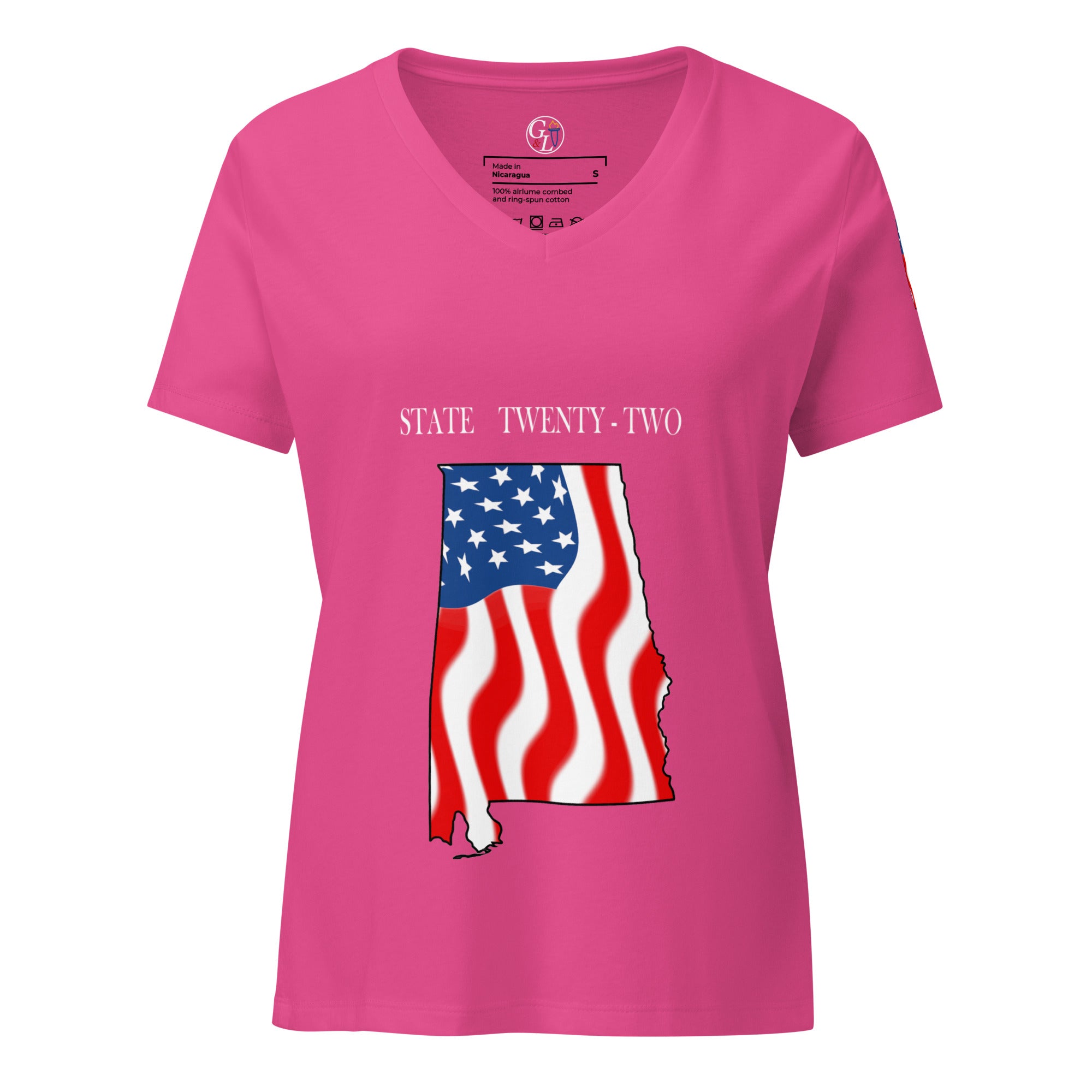 Pink women's patriotic American Flag Alabama t-shirt