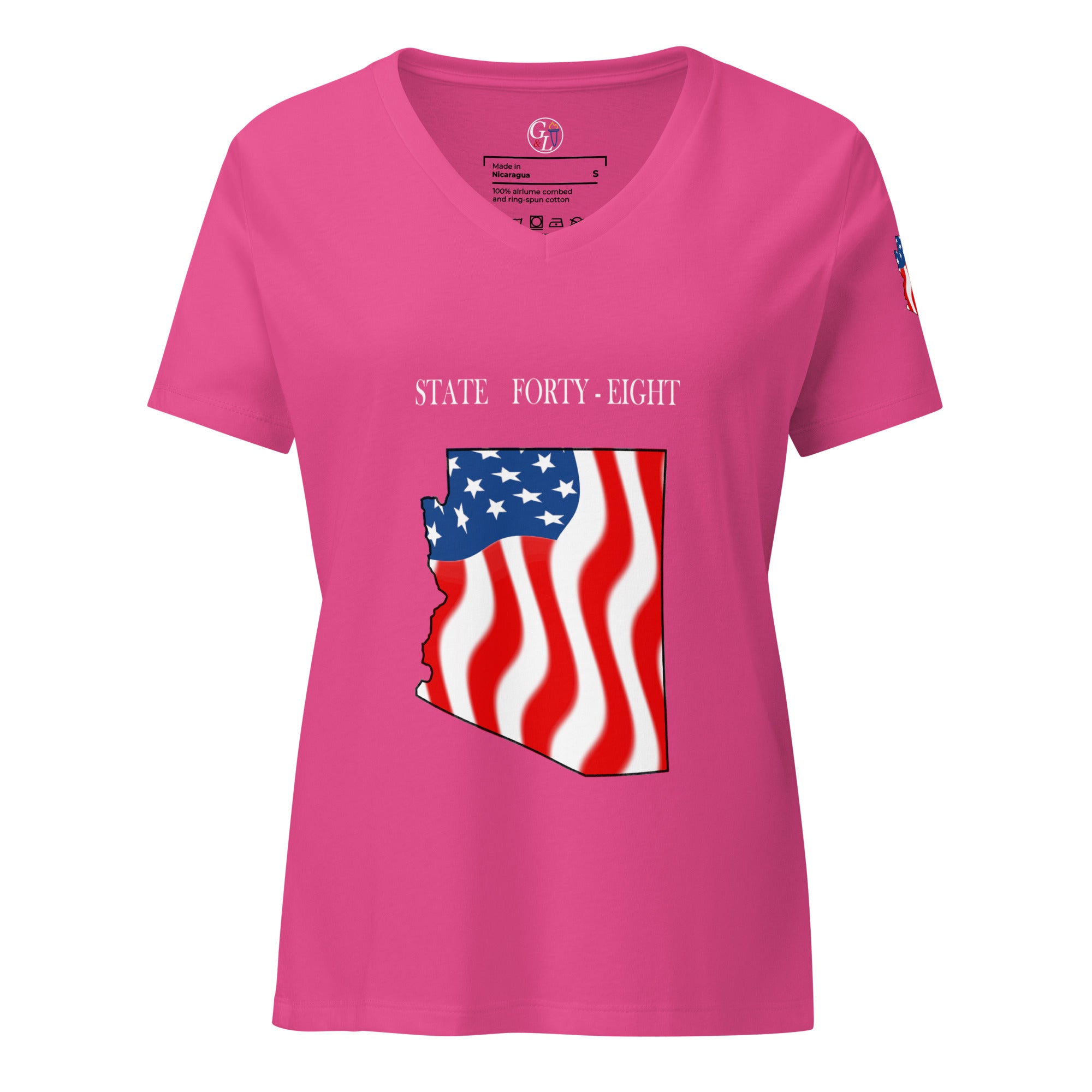 Pink women's patriotic American Flag Arizona t-shirt