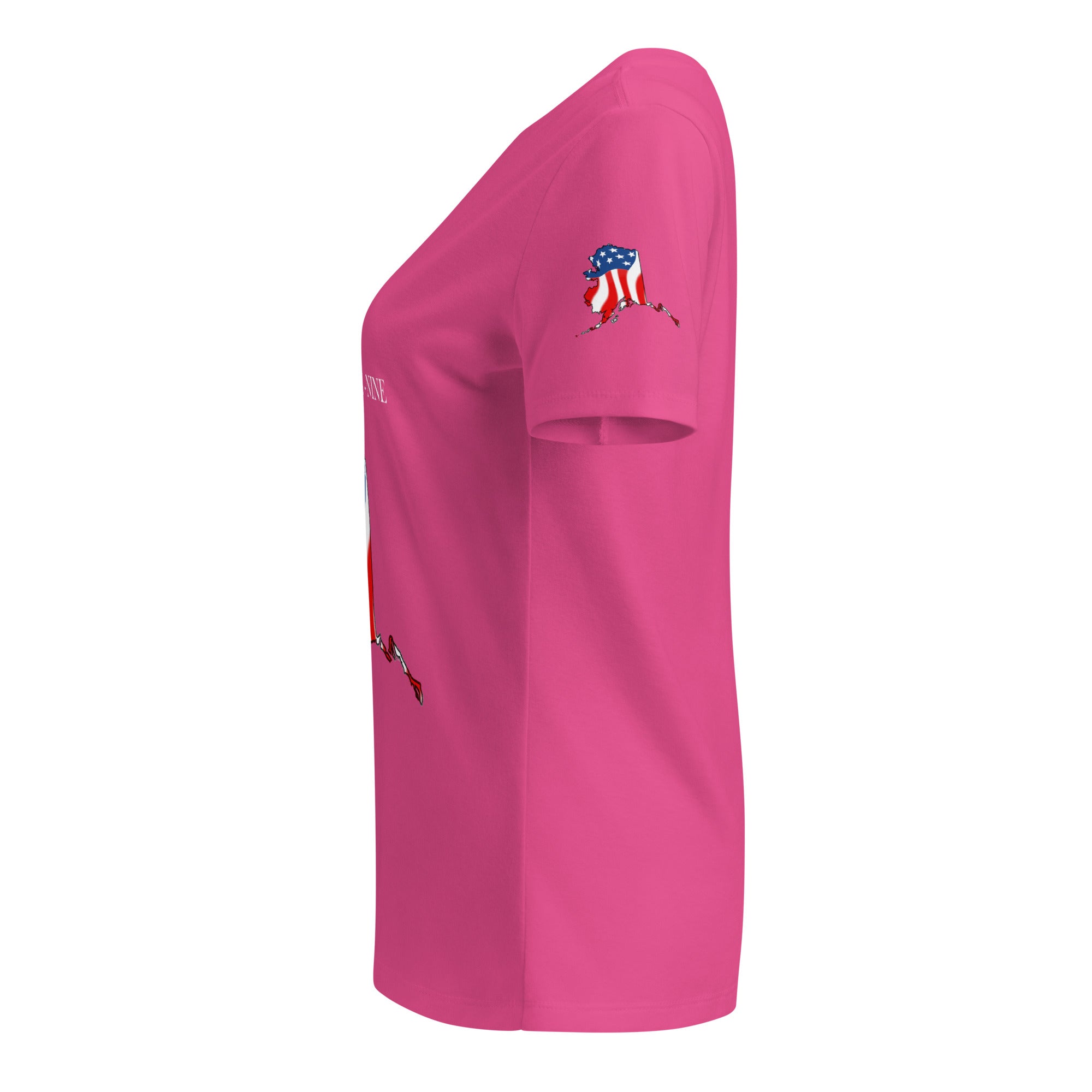 Pink women's patriotic American Flag Alaska t-shirt