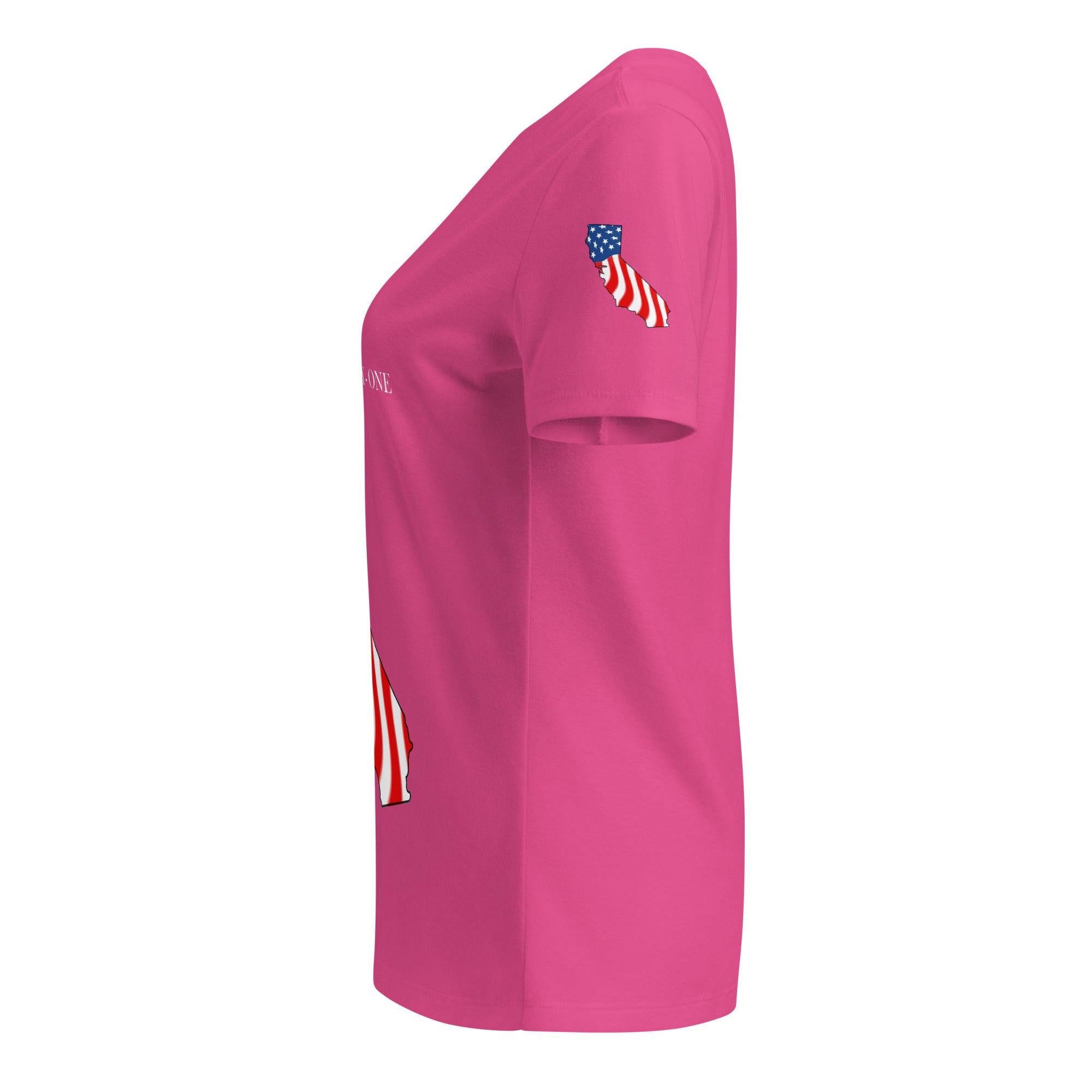 Pink women's patriotic American Flag California t-shirt