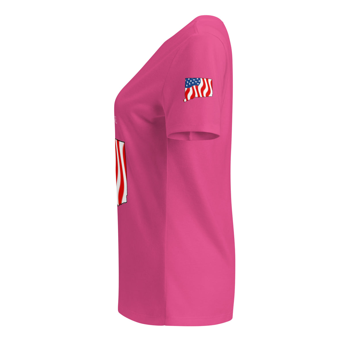 Pink women's patriotic American Flag Connecticut t-shirt