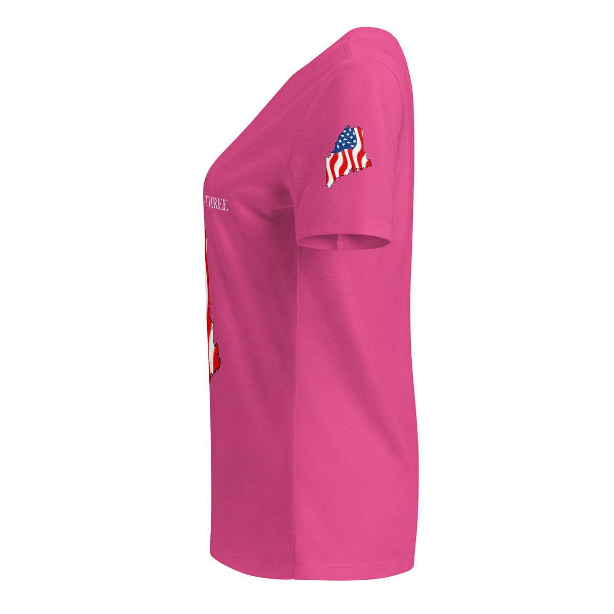 Pink patriotic women's American flag Maine t-shirt