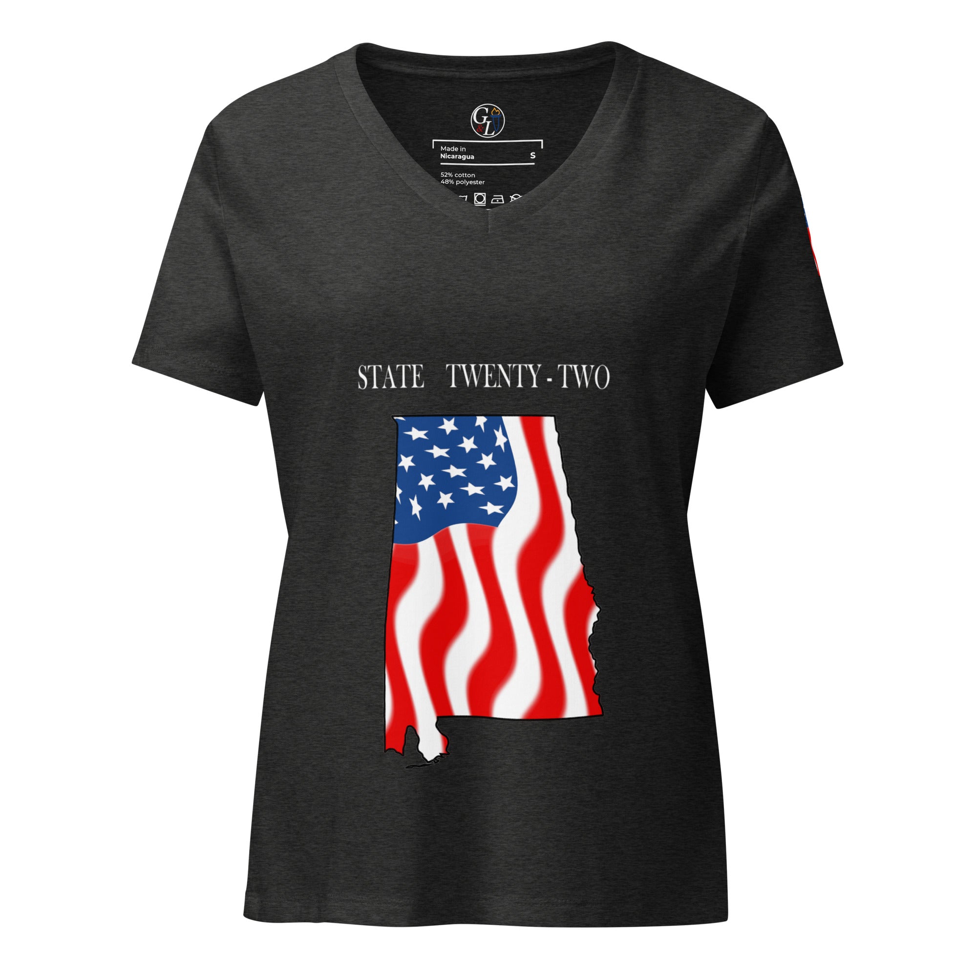 Gray women's patriotic American Flag Alabama t-shirt