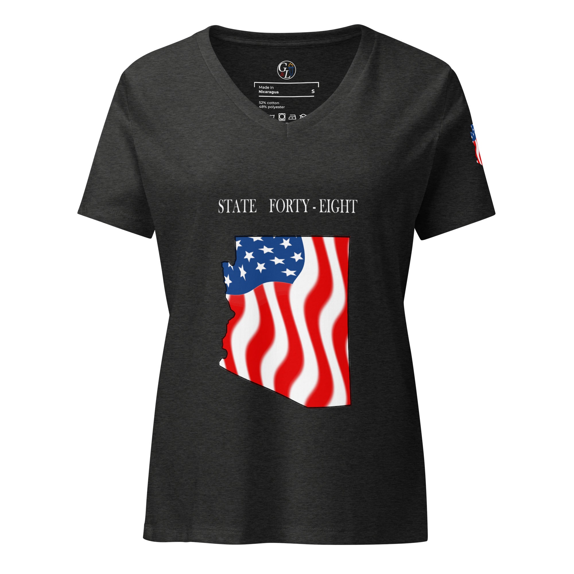 Gray women's patriotic American Flag Arizona t-shirt