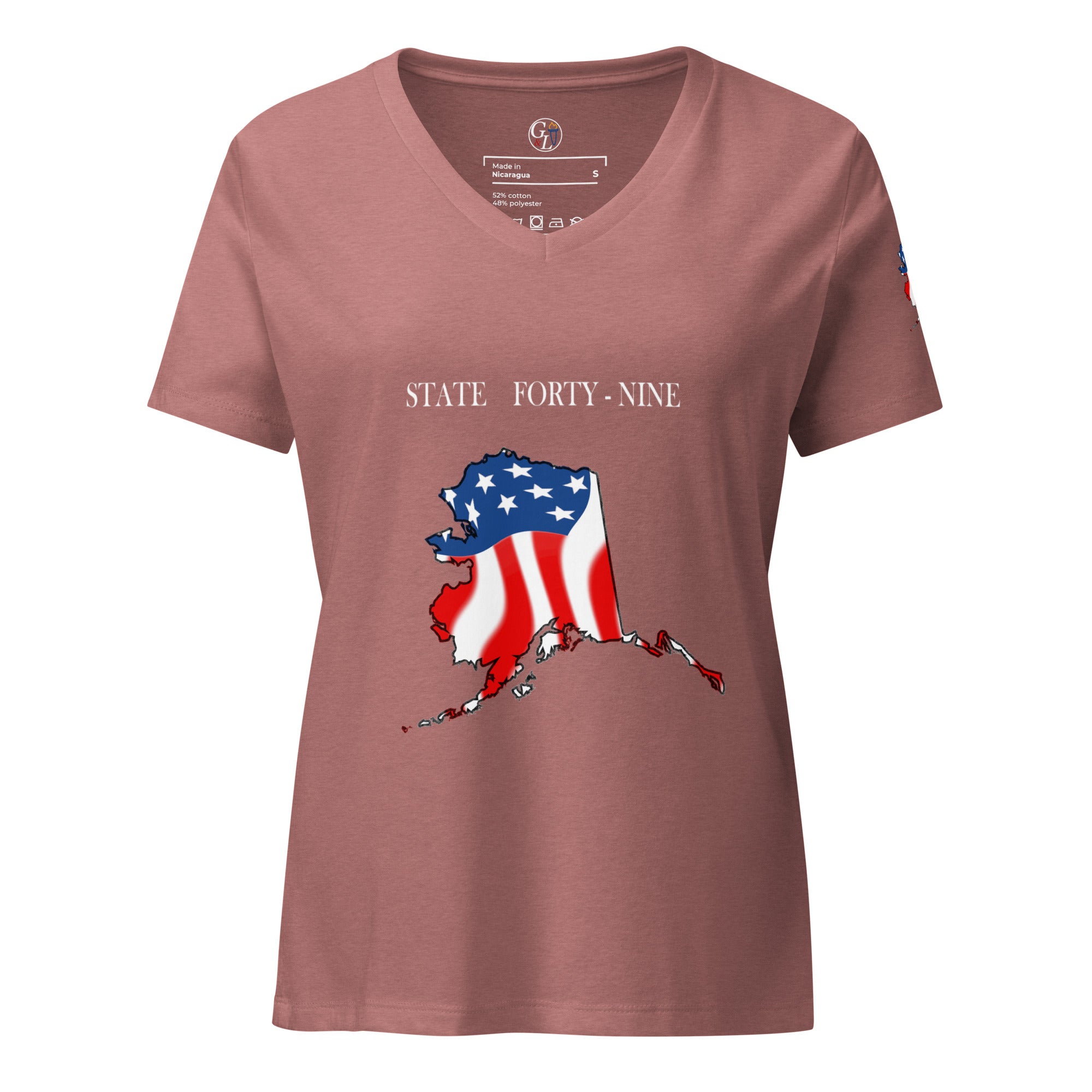 Pink women's patriotic American Flag Alaska t-shirt