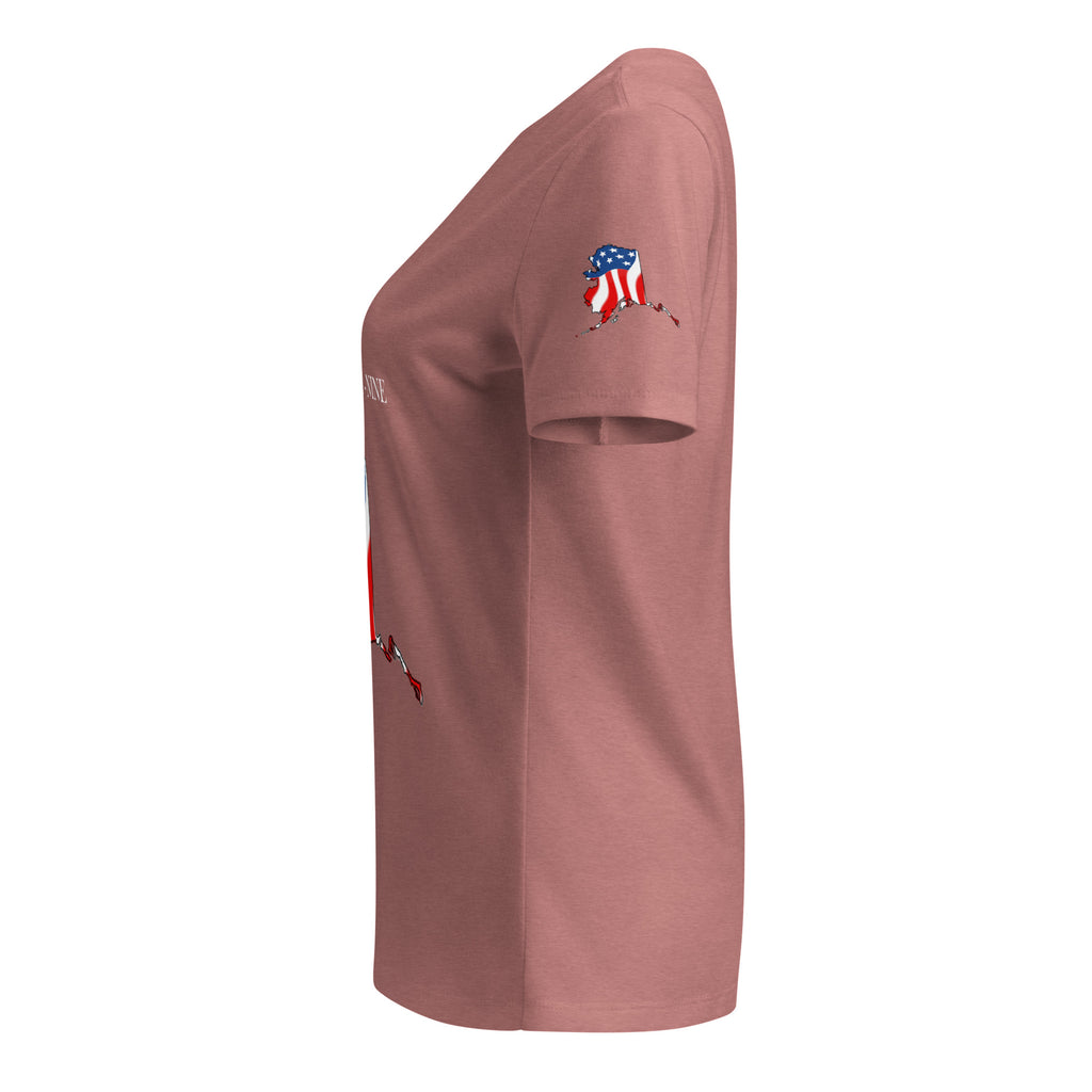 Pink women's patriotic American Flag Alaska t-shirt