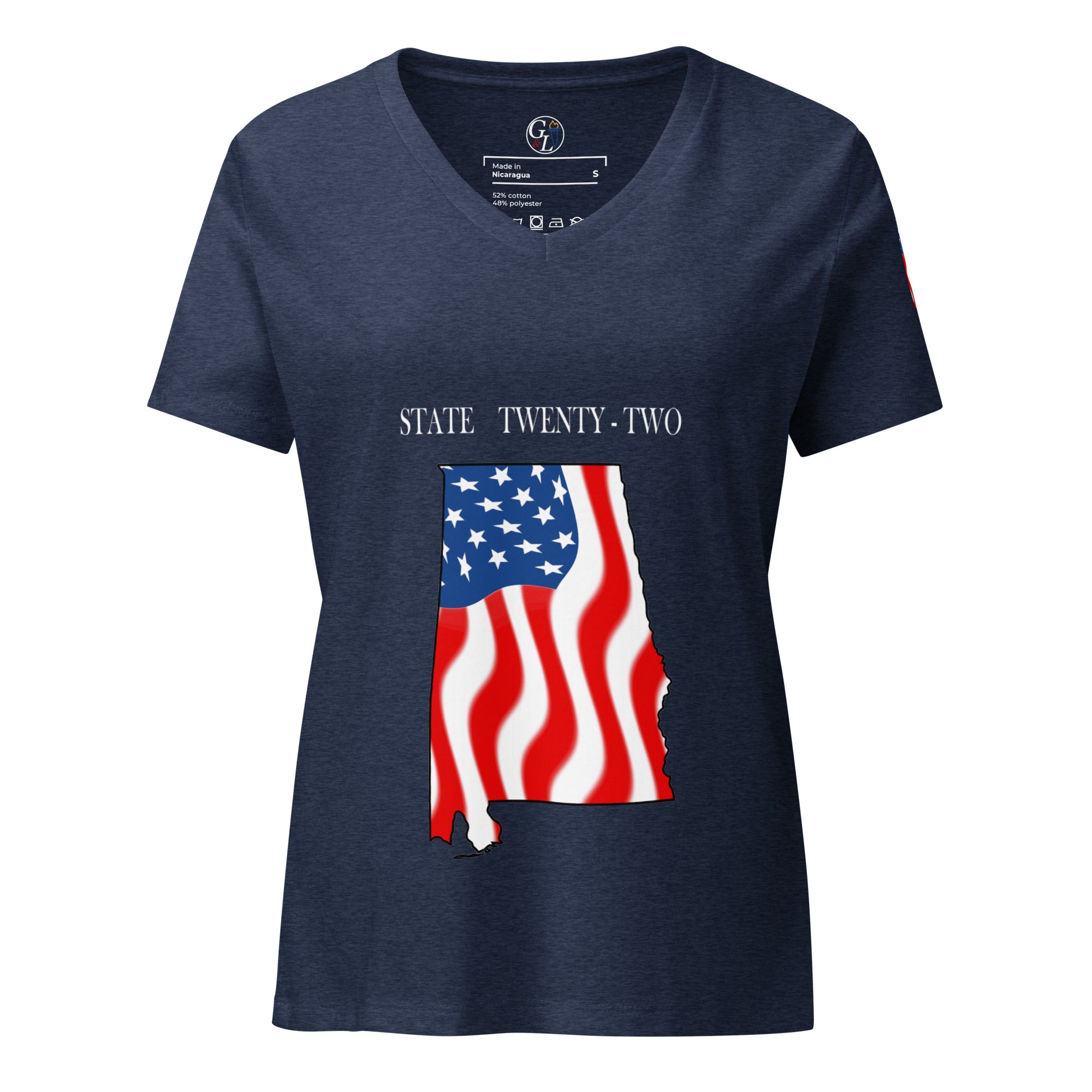 Navy women's patriotic American Flag Alabama t-shirt