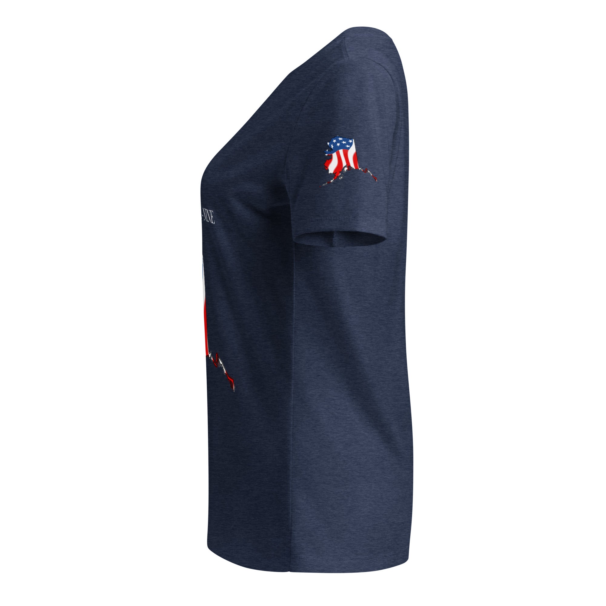 Navy women's patriotic American Flag Alaska t-shirt