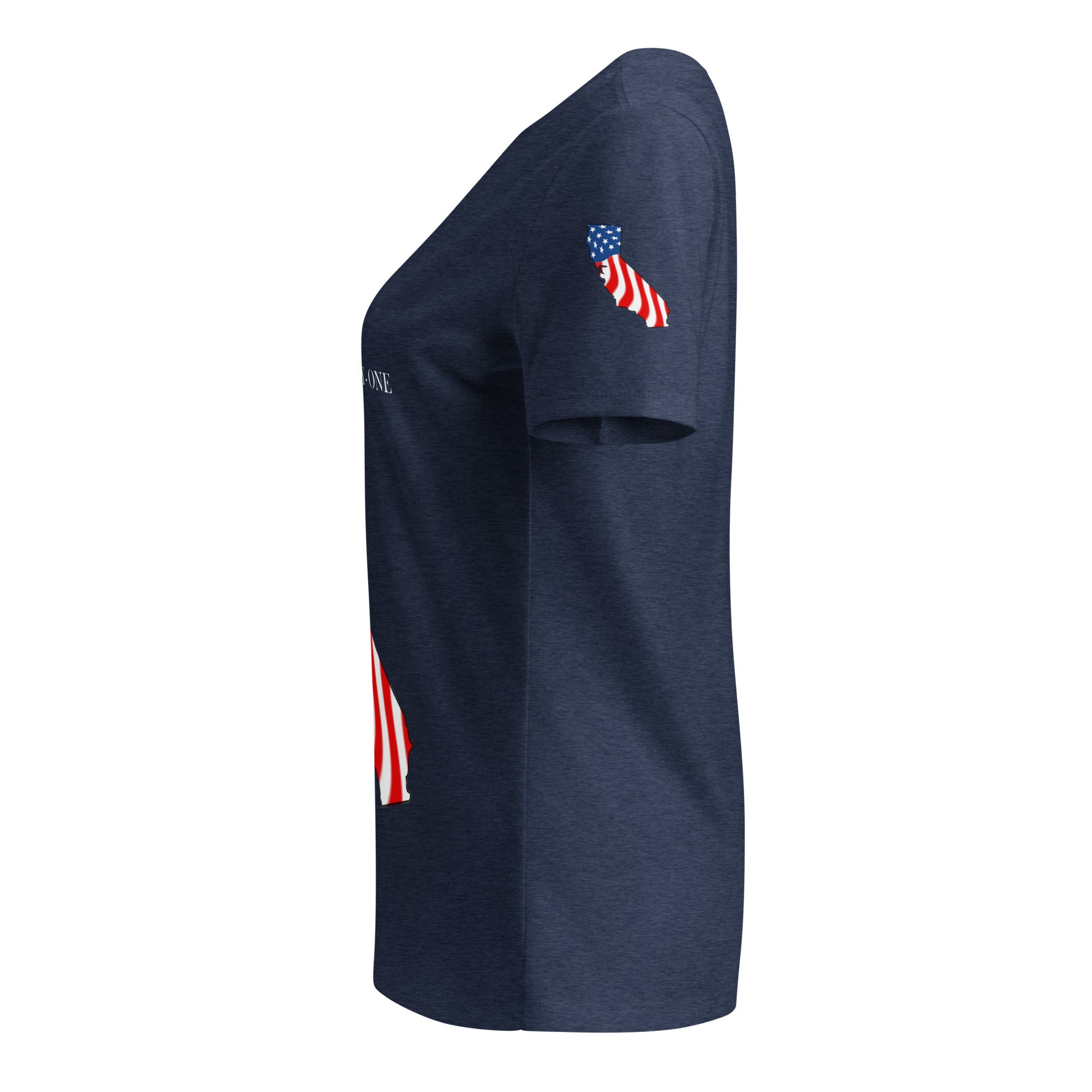 Navy women's patriotic American Flag California t-shirt
