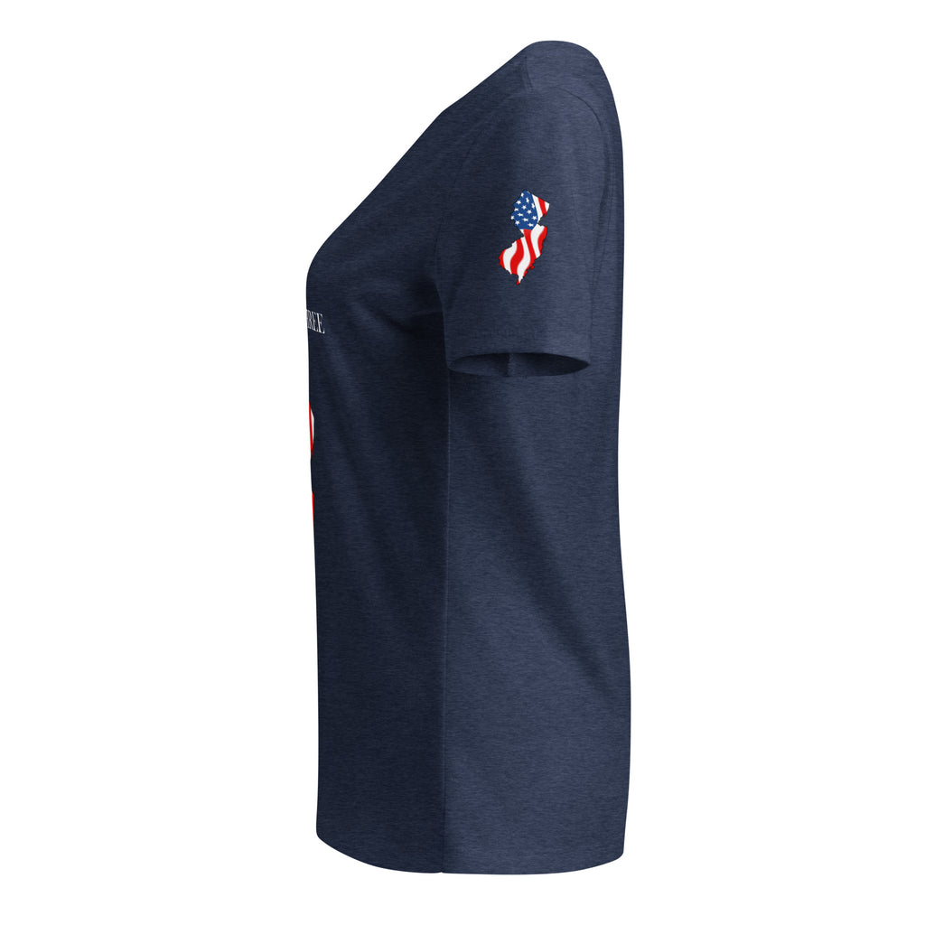 Navy women's patriotic American flag New Jersey t-shirt