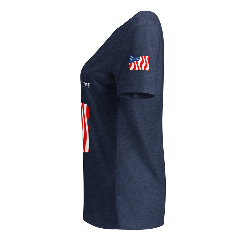 Navy women's patriotic American flag Oregon t-shirt