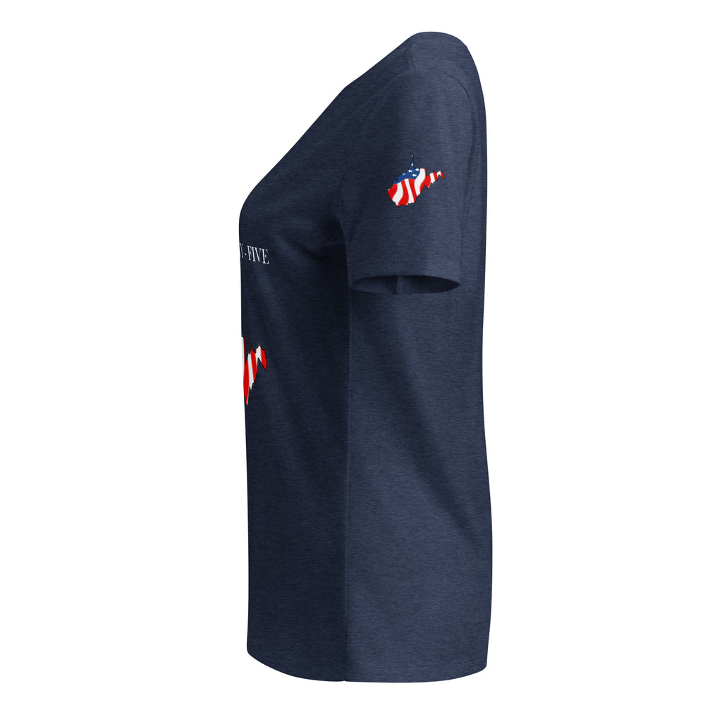 Navy women's patriotic American flag West Virginia t-shirt