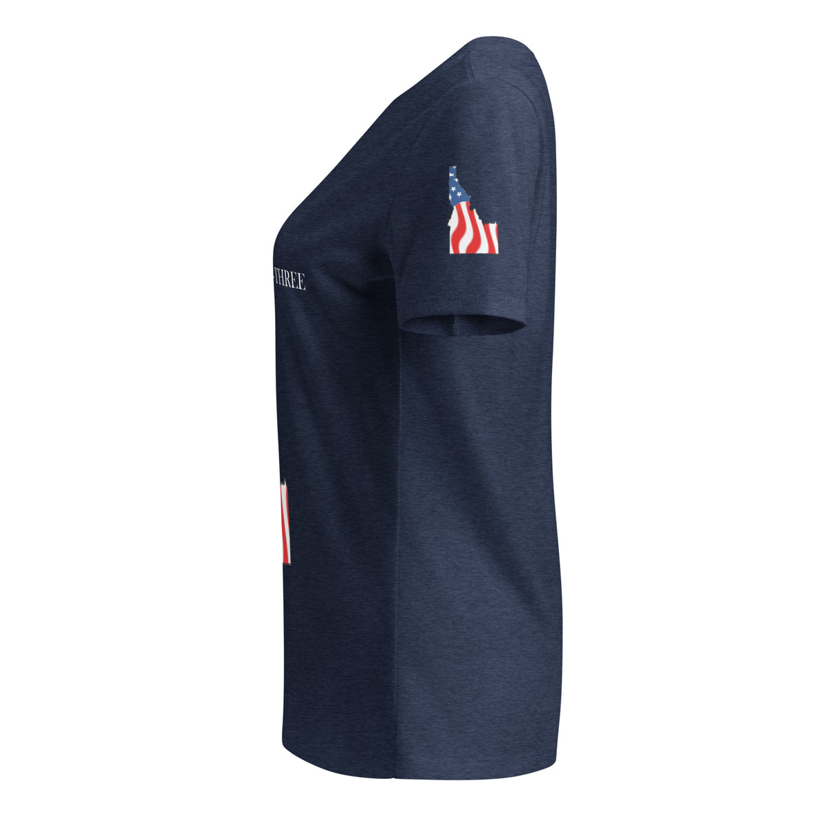 Navy women's patriotic American flag Idaho t-shirt