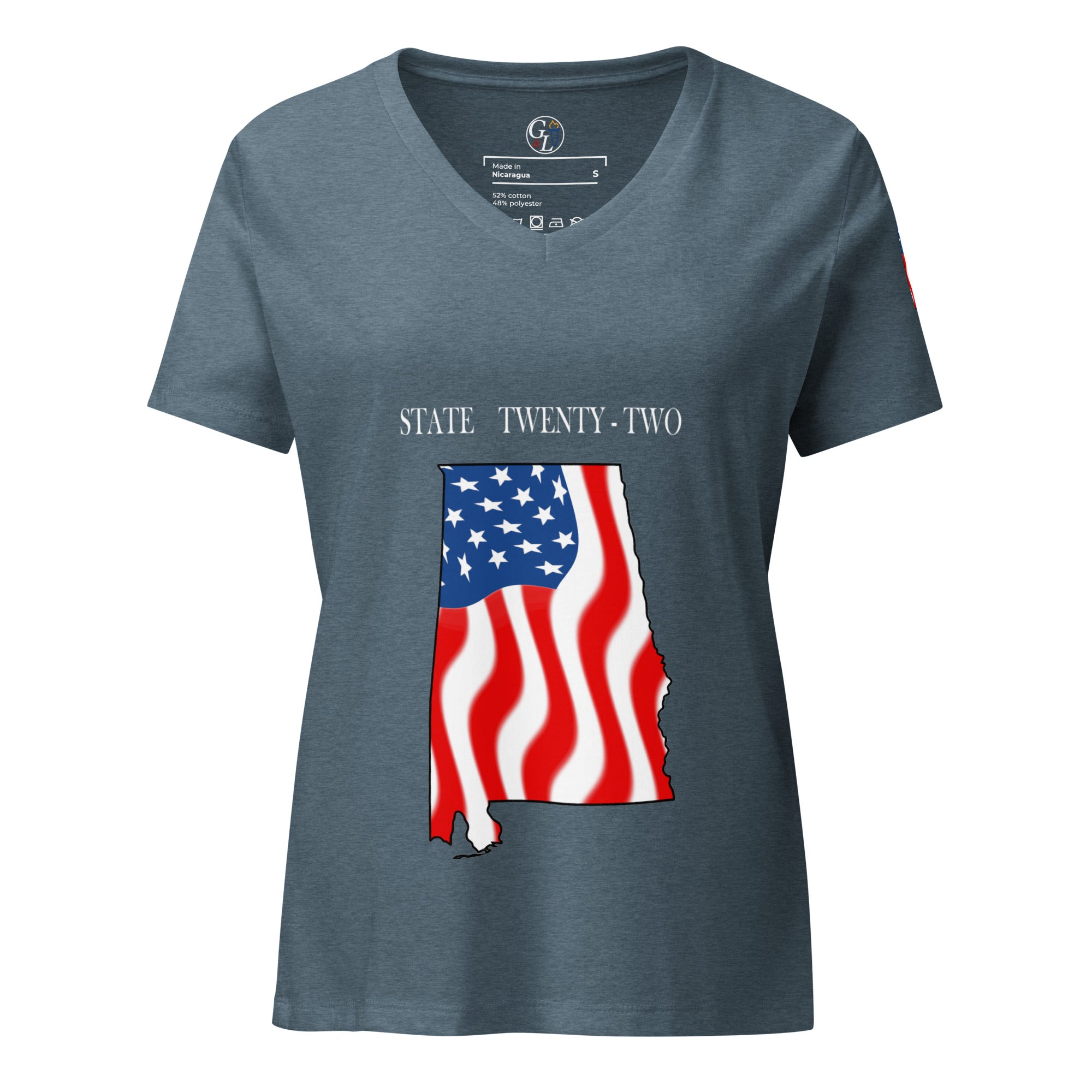 Gray women's patriotic American Flag Alabama t-shirt