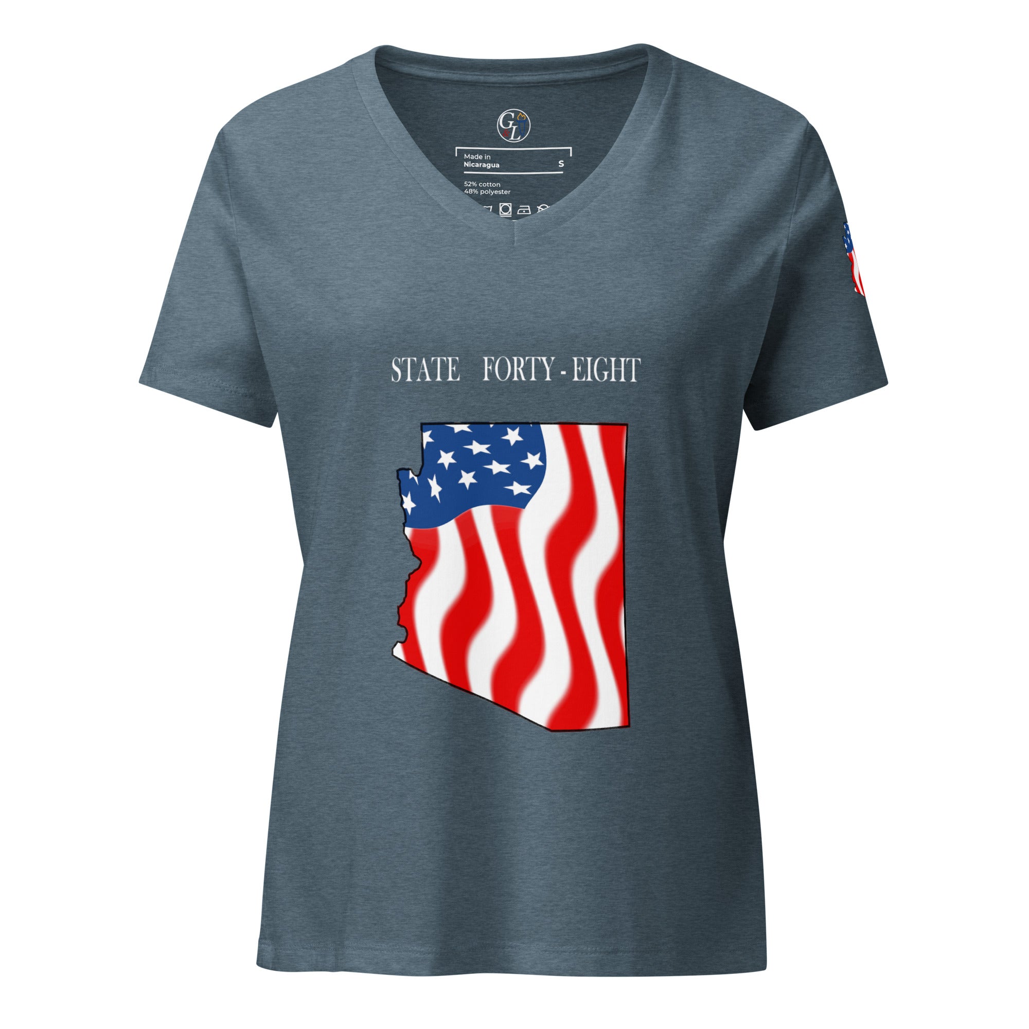 Gray women's patriotic American Flag Arizona t-shirt