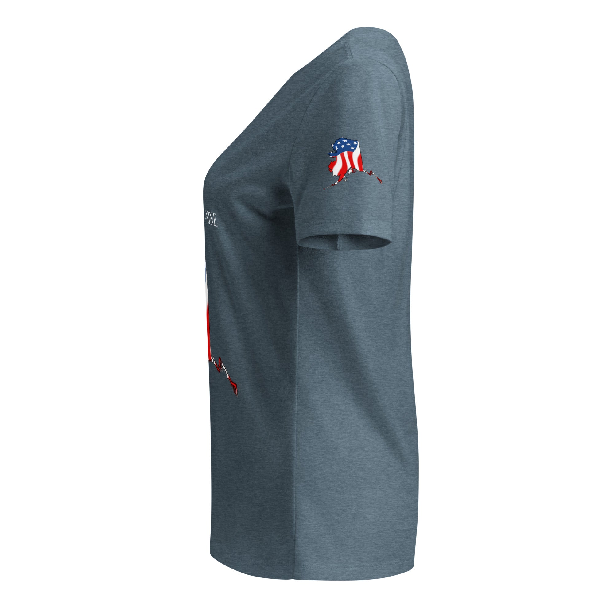 Gray women's patriotic American Flag Alaska t-shirt