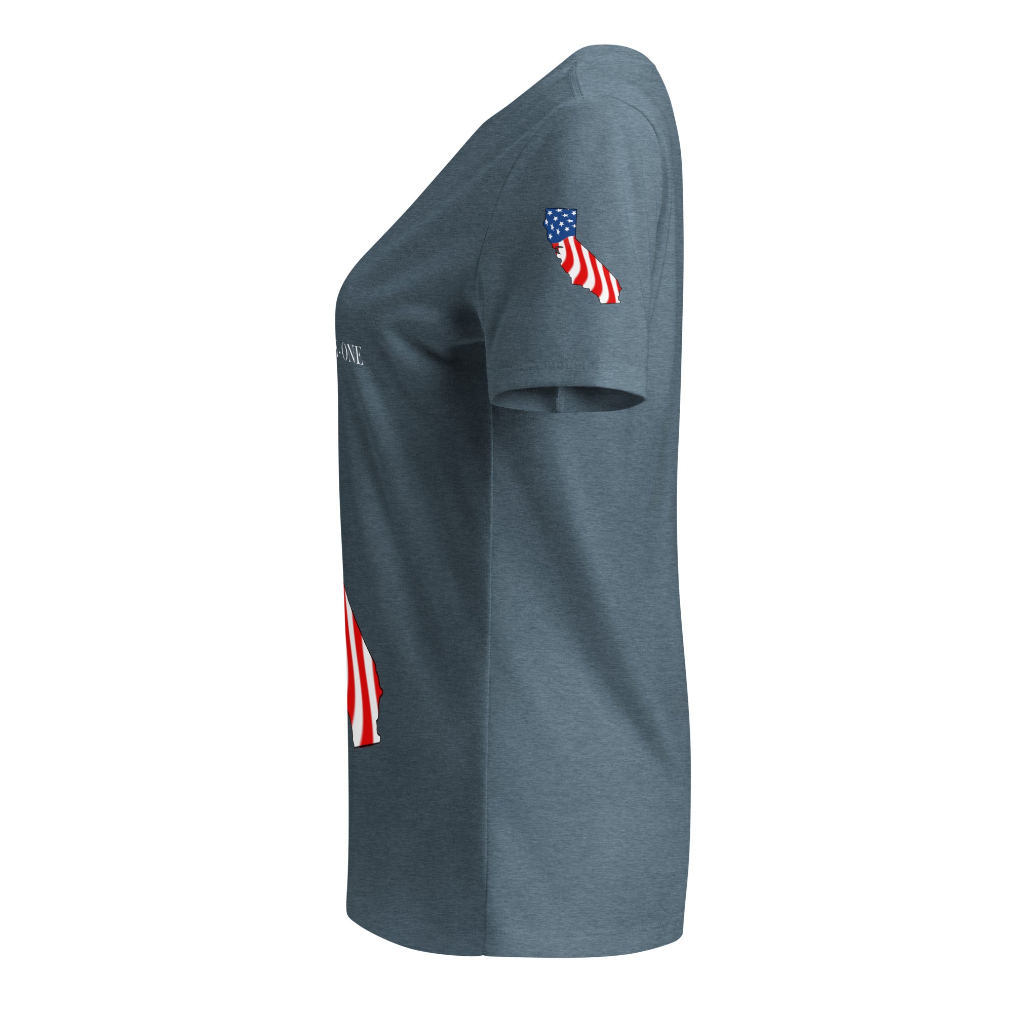 Gray women's patriotic American Flag California t-shirt