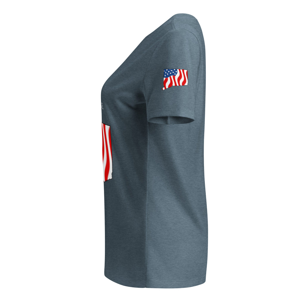 Gray women's patriotic American Flag Connecticut t-shirt