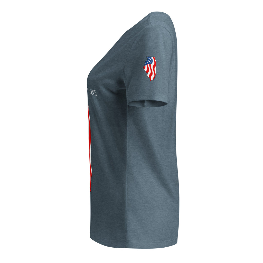 Gray women's patriotic American flag Illinois t-shirt