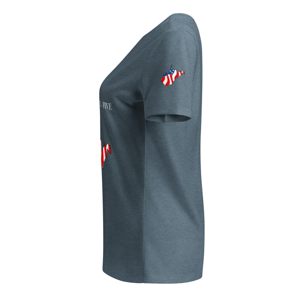 Gray women's patriotic American flag West Virginia t-shirt