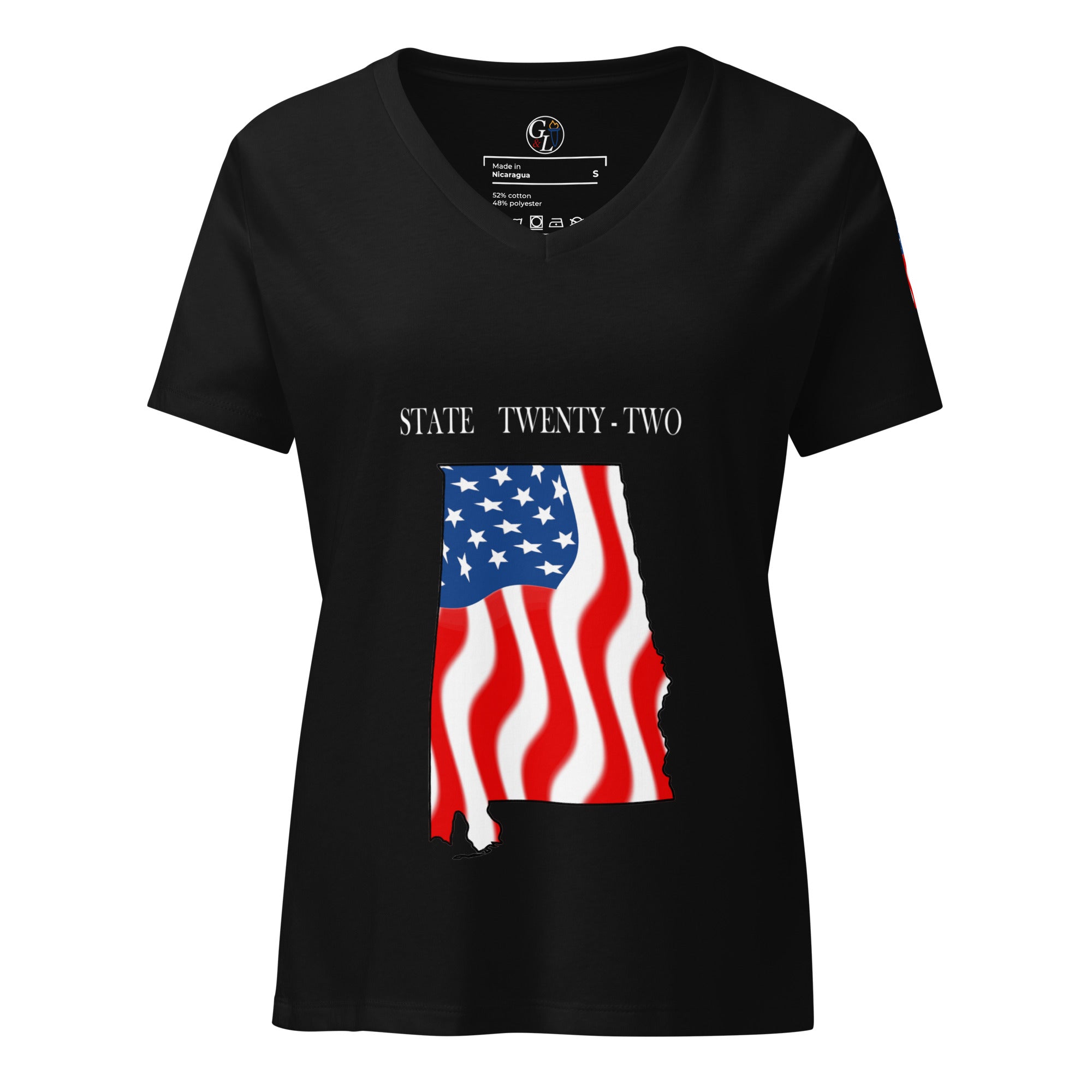 Black women's patriotic American Flag Alabama t-shirt
