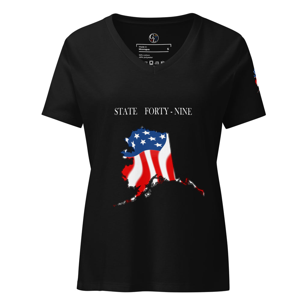 Black women's patriotic American Flag Alaska t-shirt