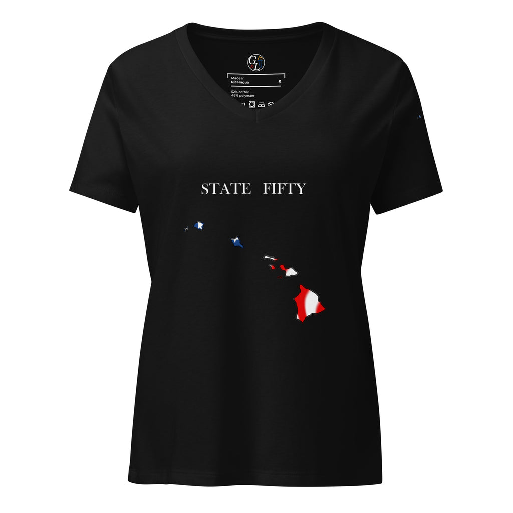 Black women's patriotic American flag Hawaii t-shirt
