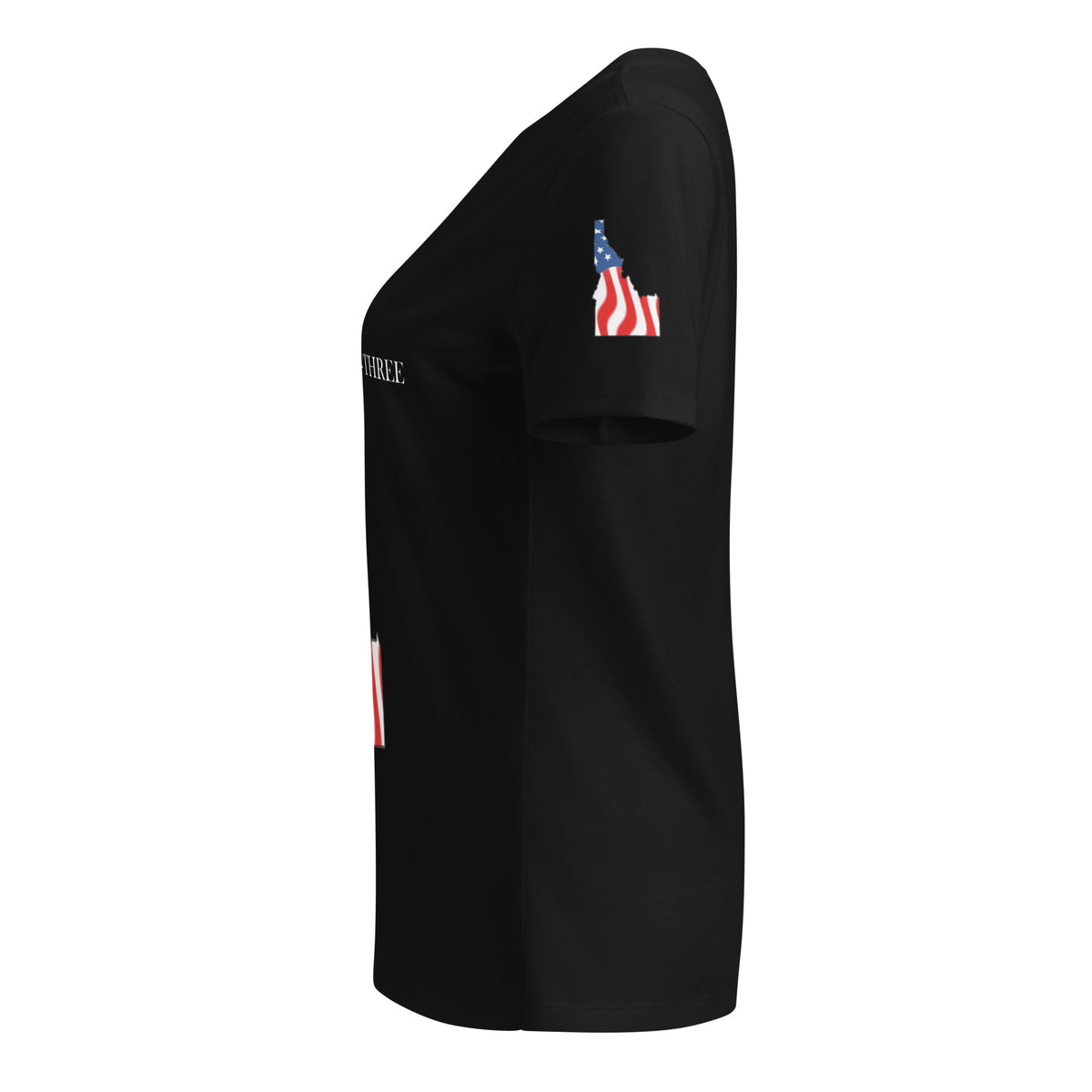Black women's patriotic American flag Idaho t-shirt