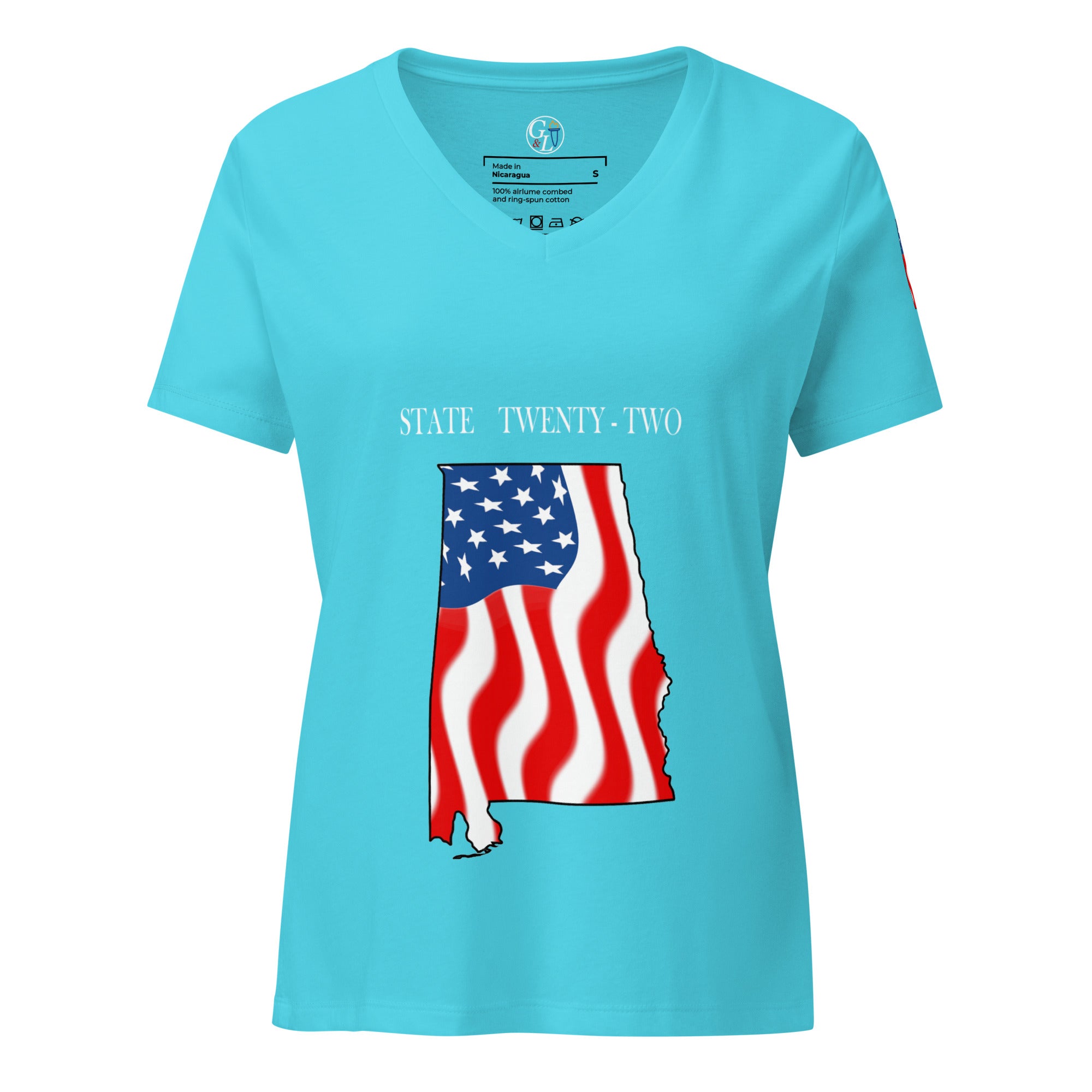 Teal women's patriotic American Flag Alabama t-shirt