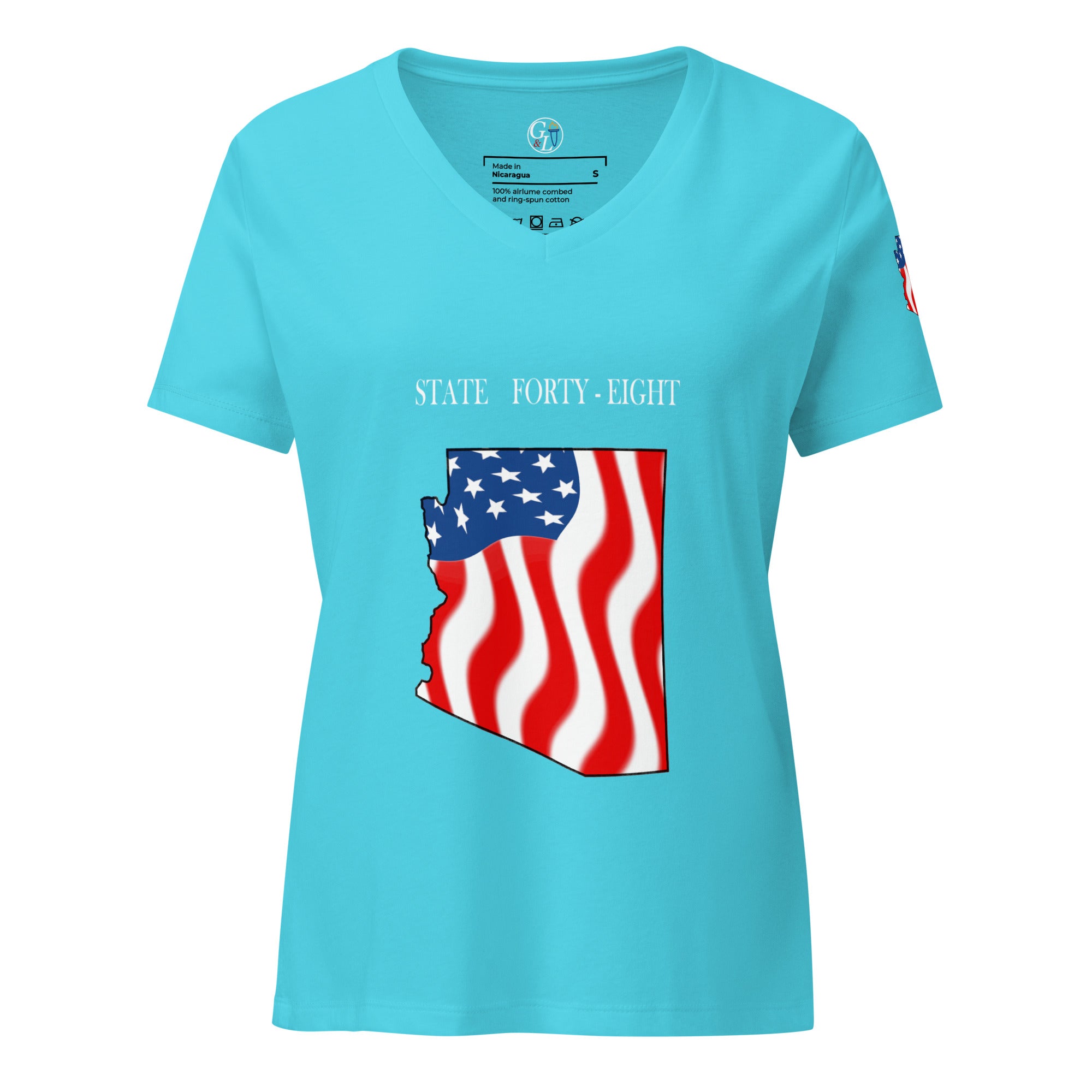 Teal women's patriotic American Flag Arizona t-shirt
