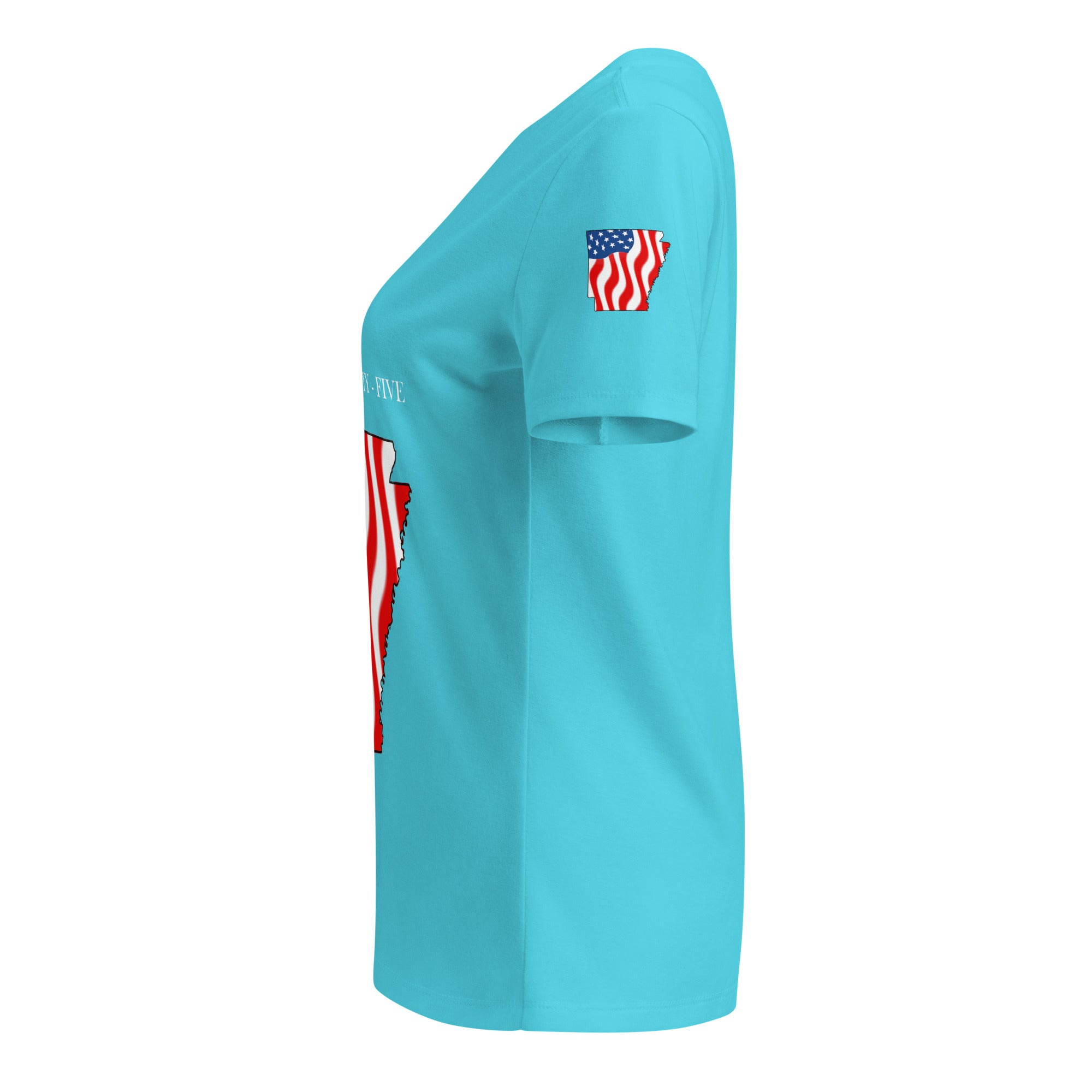 Teal women's patriotic American Flag Arkansas t-shirt